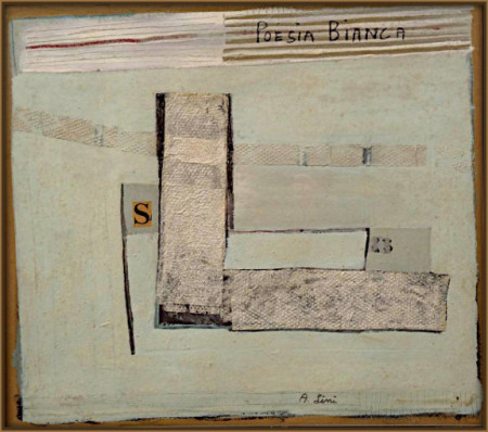 Poesia bianca, 1982, cm 58x68, smalti, inchiostro, collage su carta